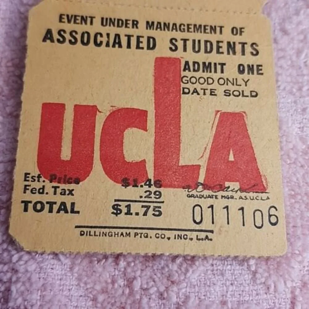 Vintage UCLA student football at the door ticket stub Dillingham Los Angeles